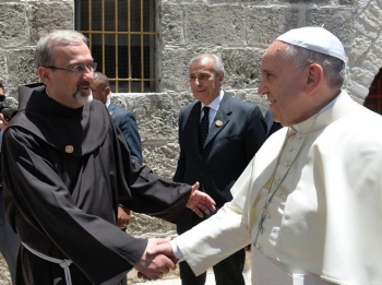 Members of the Order pray for Father Pierbattista Pizzaballa appointed Apostolic Administrator of the Latin Patriarchate of Jerusalem